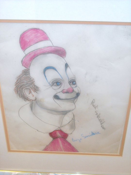 Red Skelton painting of a whiteface clown, possibly a self portrait
