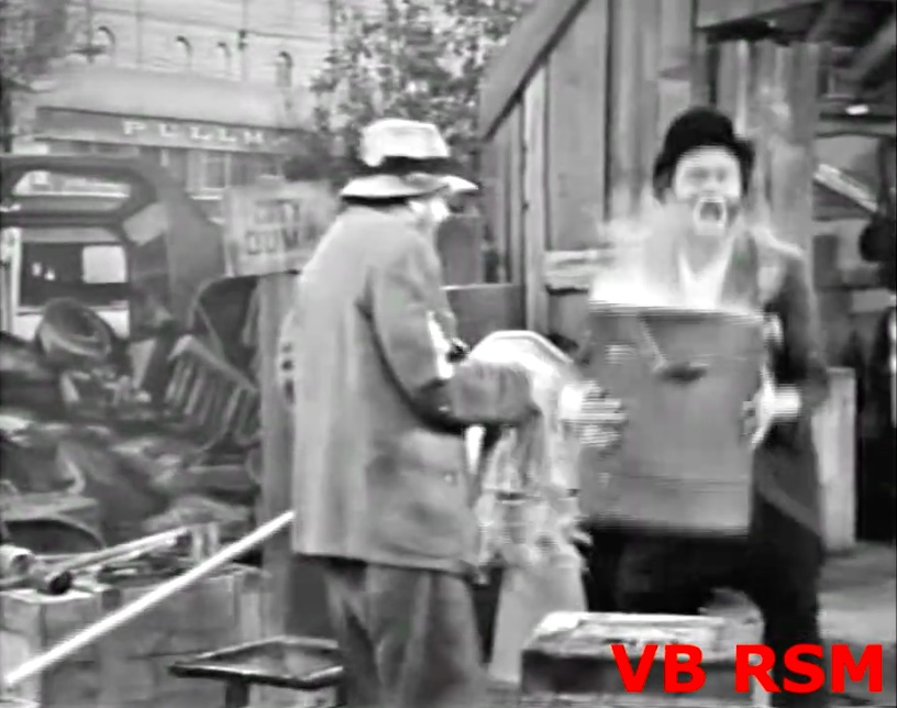 Hilarious running joke of Freddie the Freeloader repeatedly burning his hands on the hot stew pot!