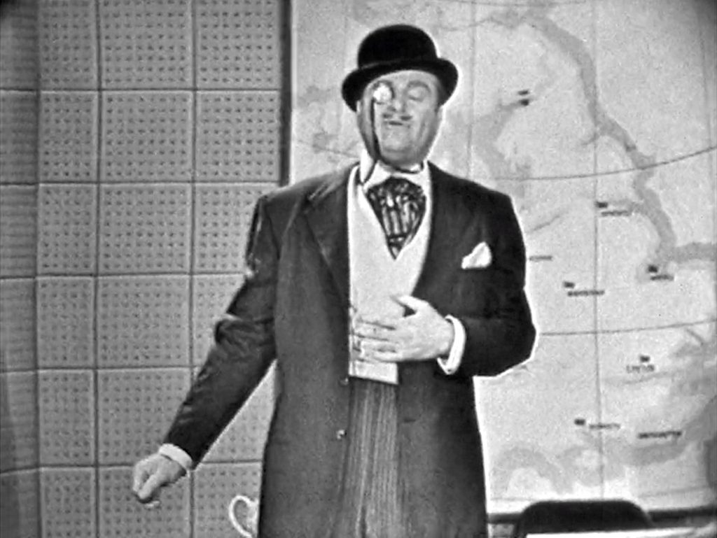 Red Skelton as the British newscaster Lord Beaverhead