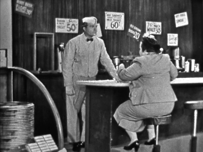 Clem serves the obese woman a MASSIVE banana split - and the stool starts sinking!
