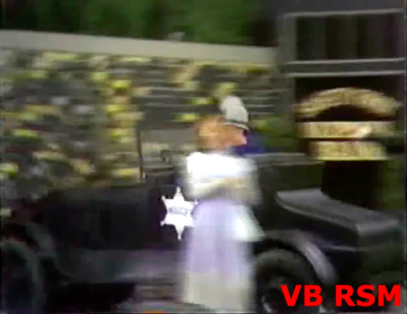 Kop car arrives - and crashes through a wall!