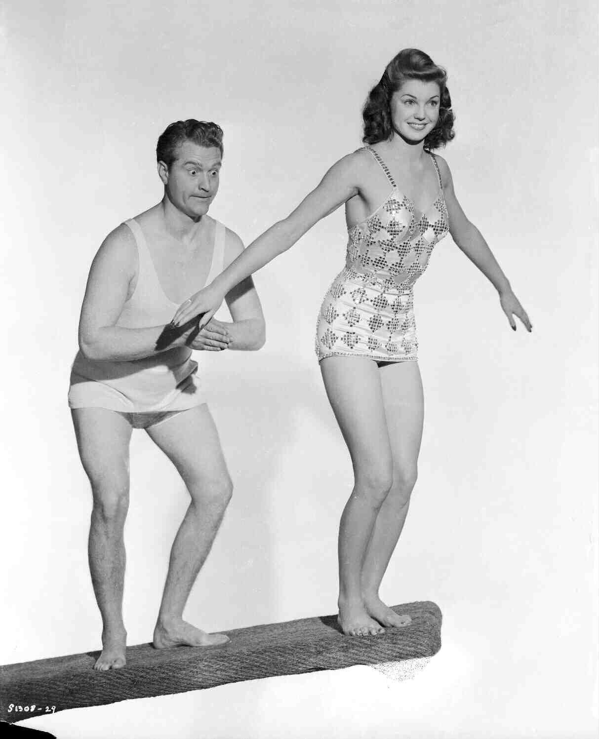 Red Skelton and Esther Williams in a publicity photo from Bathing Beauty