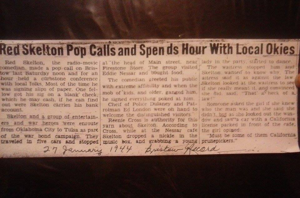 From Red Skelton's Avalon Time radio show, where Red reads the newspaper & uses it to tell newspaper headline jokes