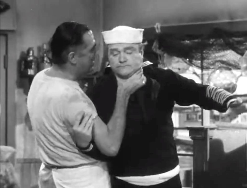 Restaurant owner Michael Ross throttling Cookie (Red Skelton) in Shore Leave