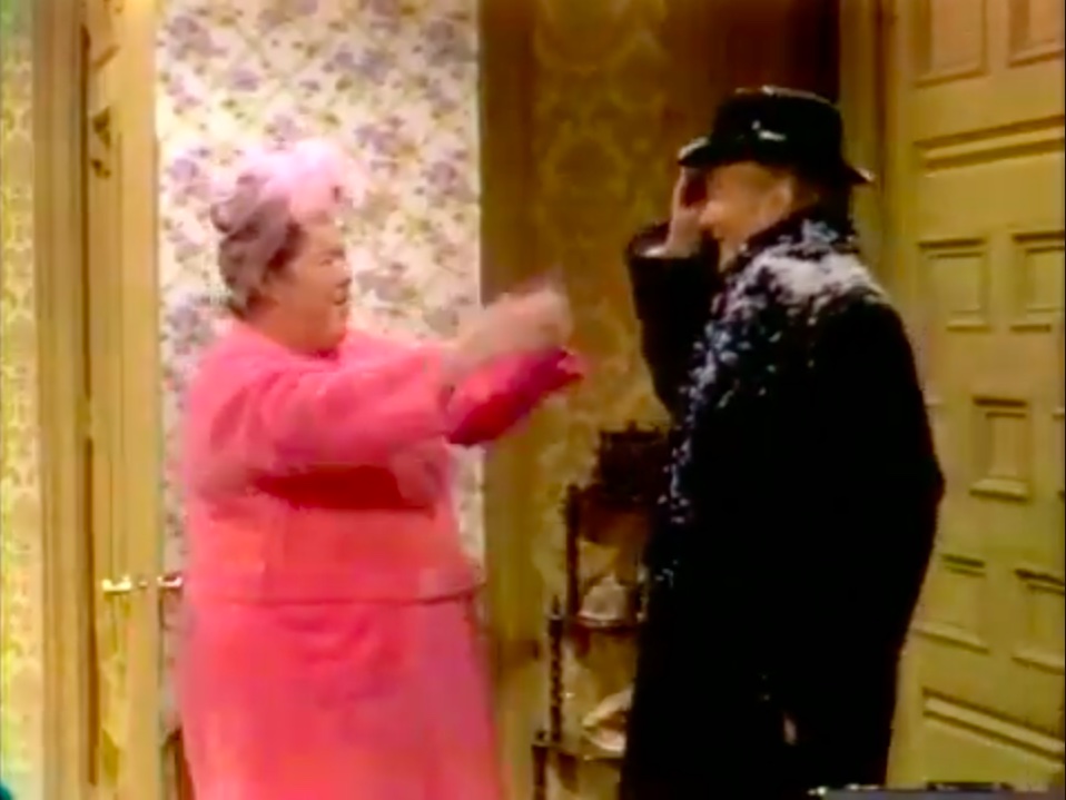 Red Skelton gets a cold reception from wife Peggy Rhea