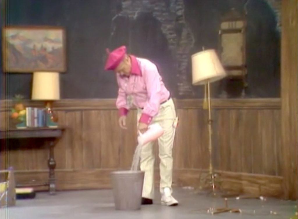 Red Skelton accidentally started a fire in a wastebasket, stepped on it to put it out, and set his shoe on fire!