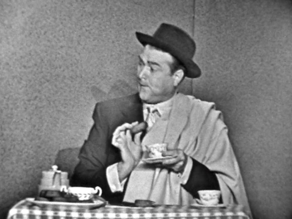 Part of Red Skelton's dunking donuts routine, the sneaky donut dunker