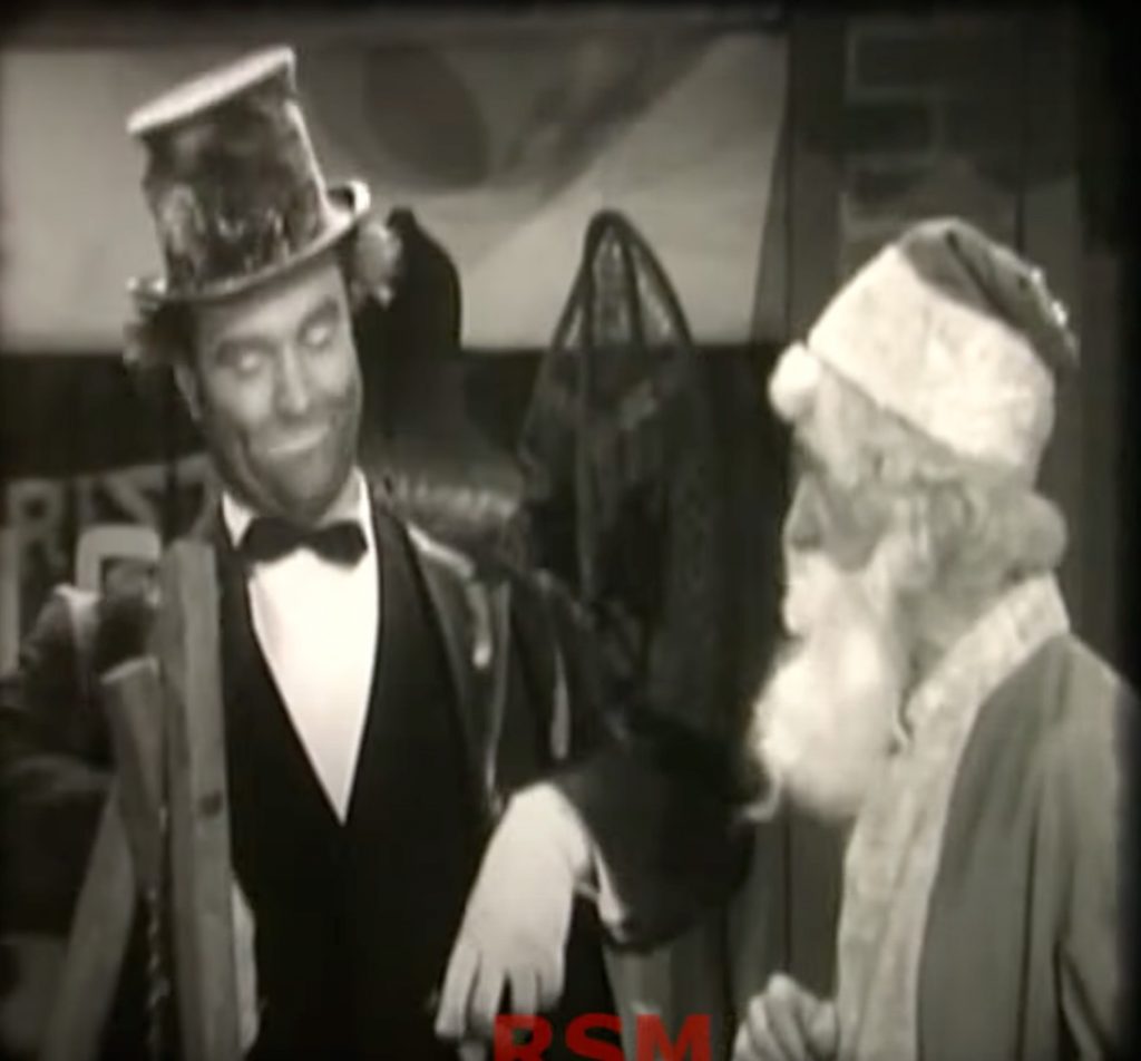 Freddie the Freeloader trying to con Santa Claus in "Christmas"