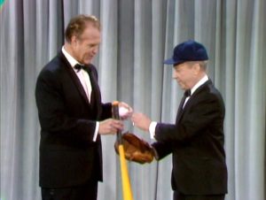 George Gobel demonstrates his impossible curve ball to Red Skelton