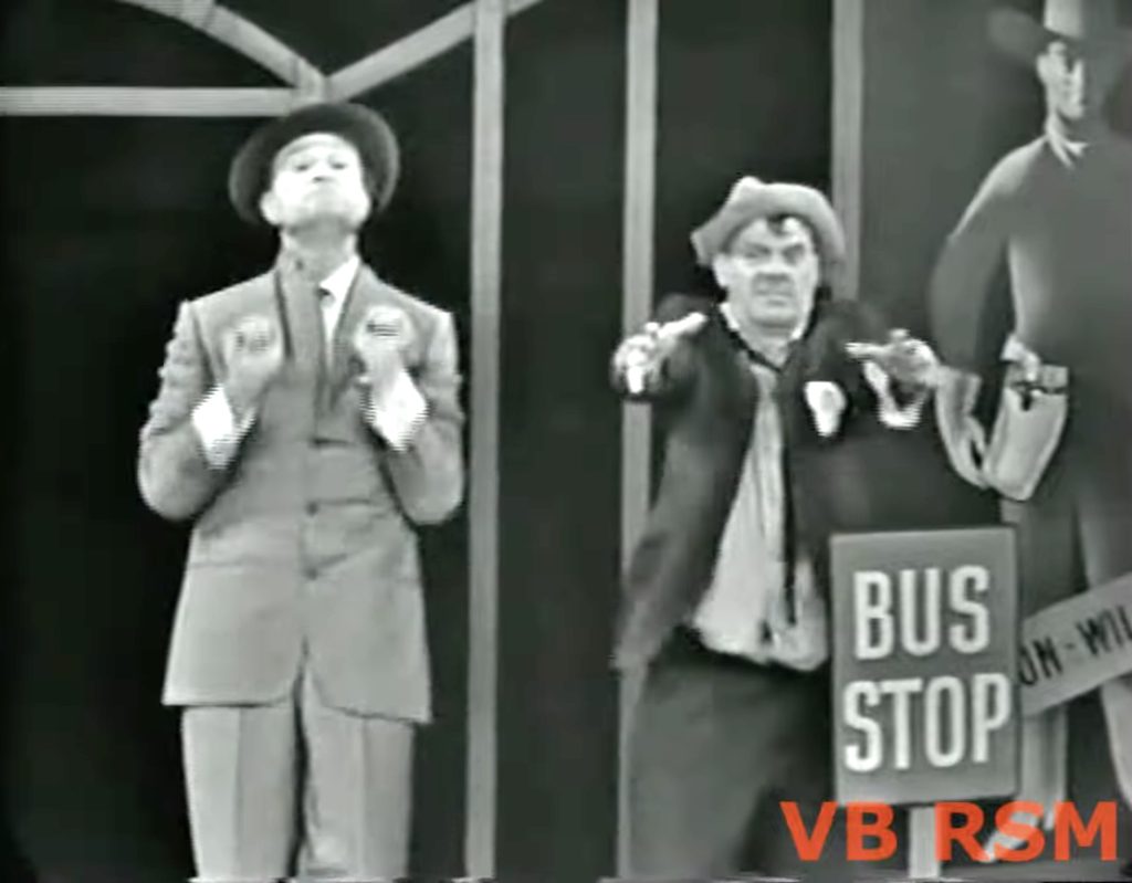 At the very end of the Silent Spot, Jimmy Cross decides that if you can't beat them, join them! He joins Red Skelton with his exercises