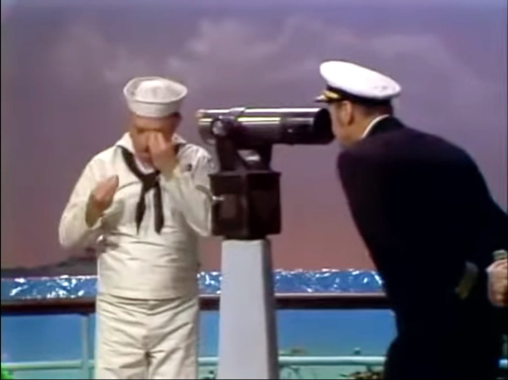 Sailor Red Skelton can't believe his eyes - it's his Admiral! (Ray Kellogg)