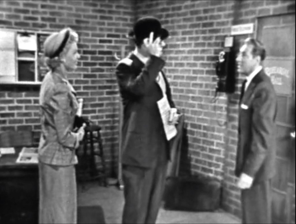 George Appleby and wife meeting David Rose in "The Nervous Tenor's Audition"