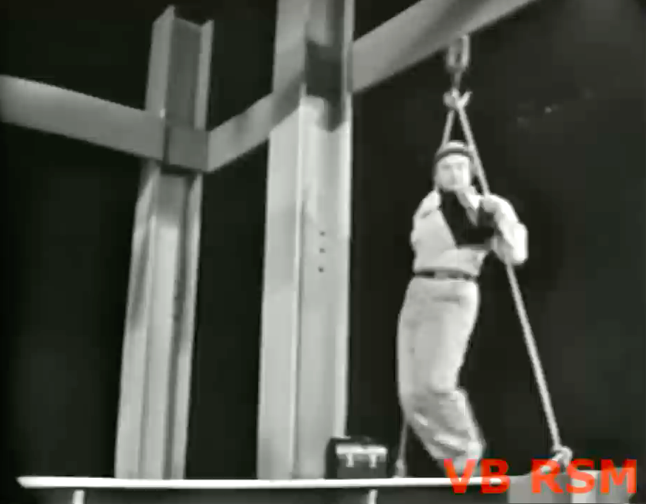 Red Skelton's first day on the job at a high-rise construction site