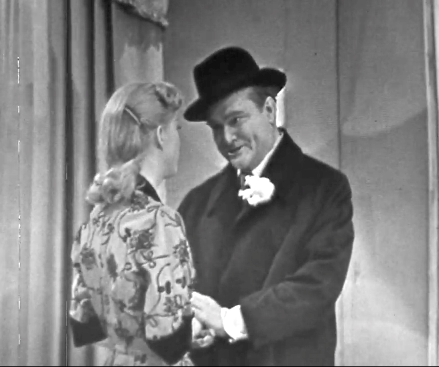 Married Red Skelton about to leave on his date with another woman in "Clem and the Married Life"