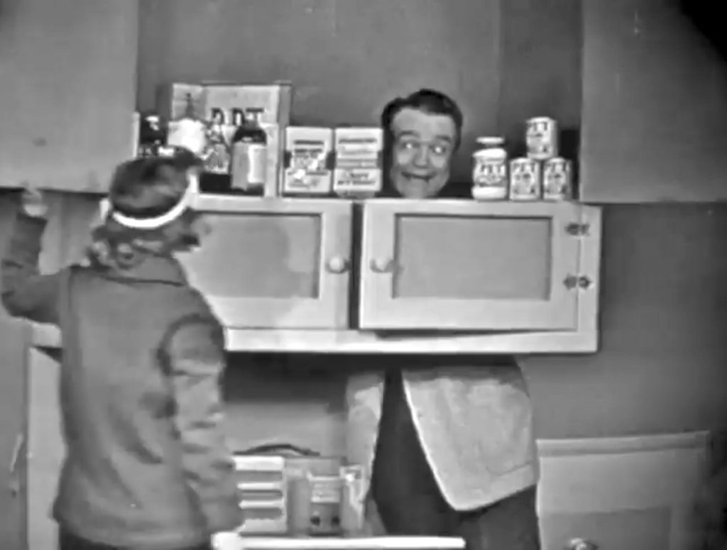 Mary McCarty finds Red Skelton in the cupboard in Love Thy Neighbor / Sadie Murphy's Trailer Park