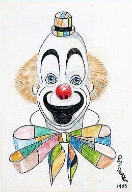 Painting of a whiteface clown by Red Skelton