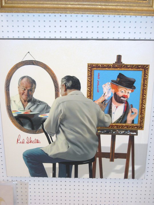 Red Skelton doing a self-portrait painting of himself as Freddie the Freeloader