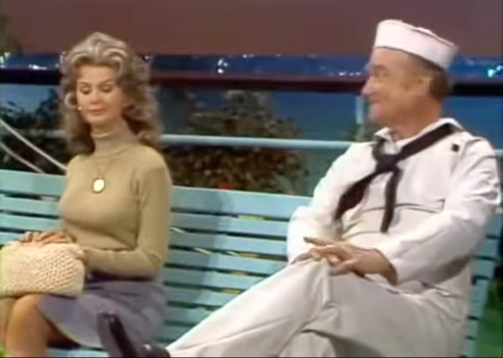 Sailor Red Skelton trying to meet the pretty lady on the park bench (Chanin Hale)