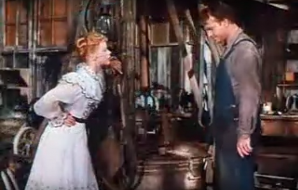 Sally Forest and Red Skelton fighting over his disastrous washing machine