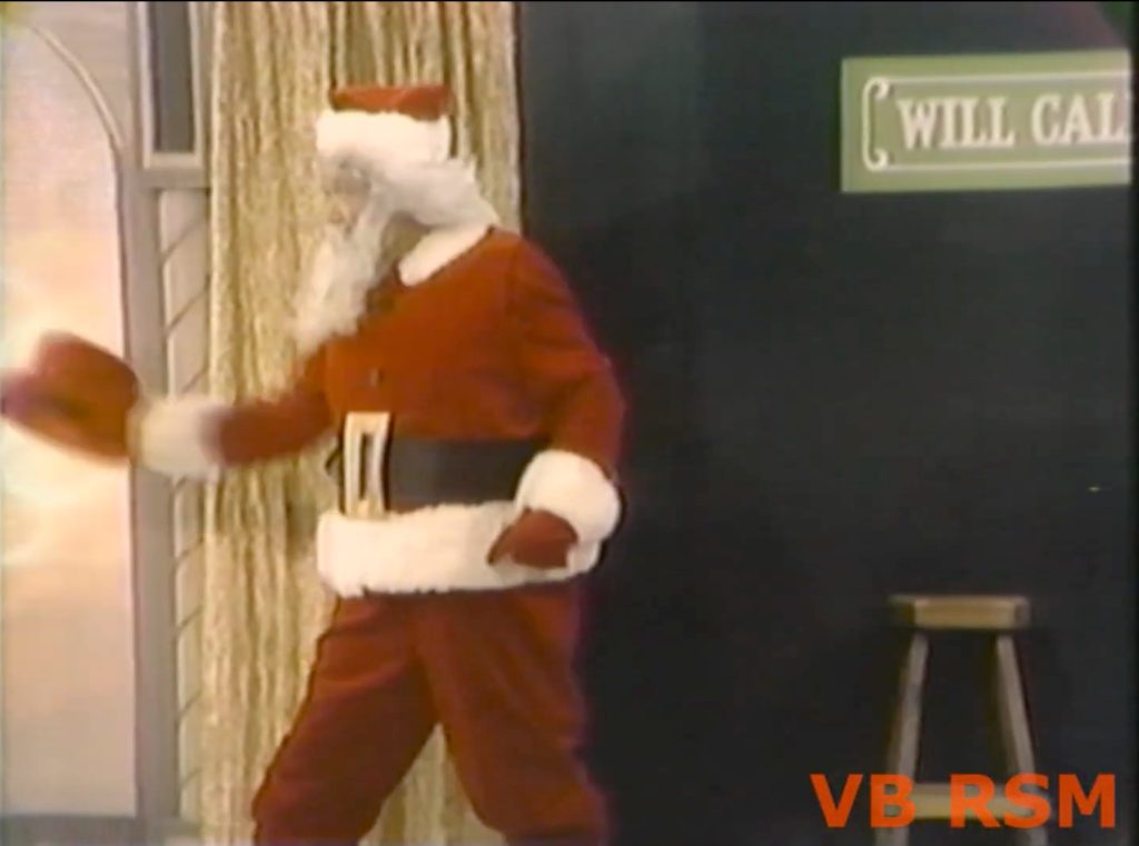 Pops uses his magic hat to turn into Santa Claus