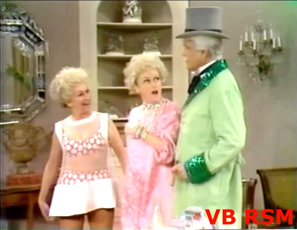 Phyllis Diller's reaction to San Fernando Red's beauty cream turning one of his guinea pigs into her lookalike