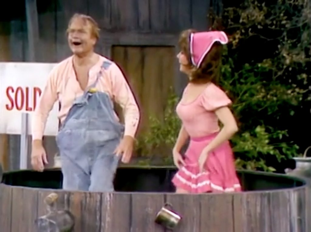 Lovestruck Red Skelton stomping grapes with the Italian daughter in the Silent Spot