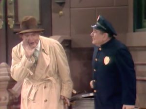Willy Lump-Lump teaches Clancy the Cop how to tell time with garbage can lids in "The Pie-Eyed Piper"