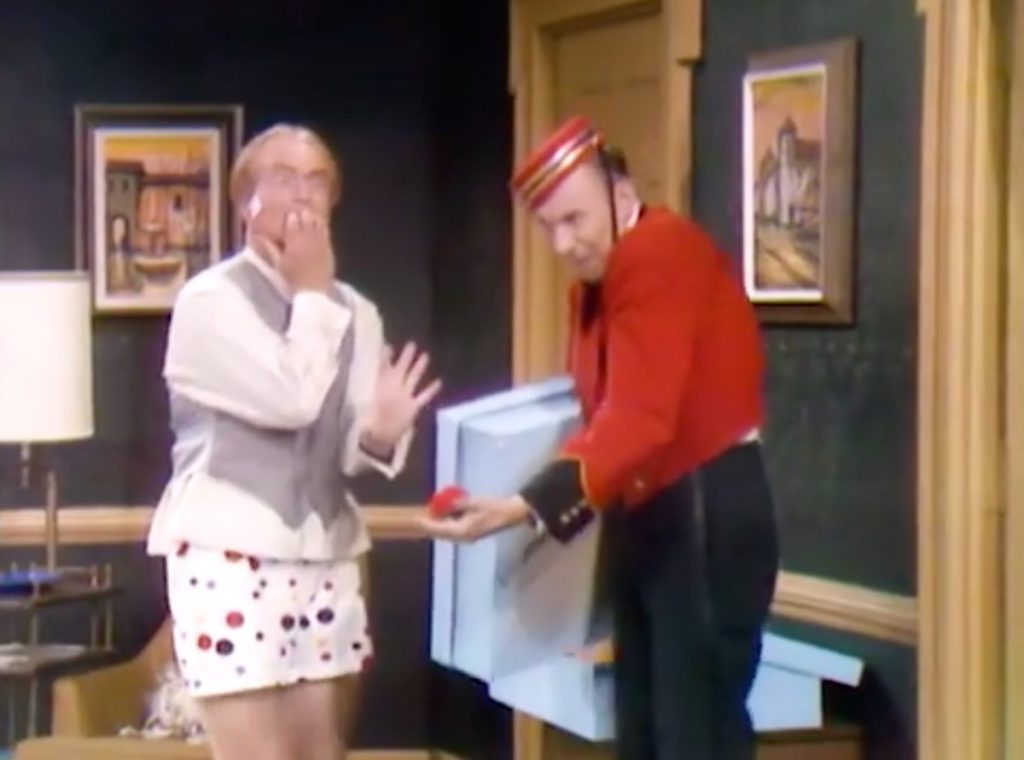 Nervous Red keeps stiffing the poor bellhop -- but he shares his bandages as he keeps unintentionally injuring him!