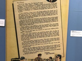 Red Skelton wrote "This Is No Joke" during his first year in the Army. It was published in the September 1946 issue of Classic Comics. This photo of the column was taken at the Red Skelton Museum in Vincennes.