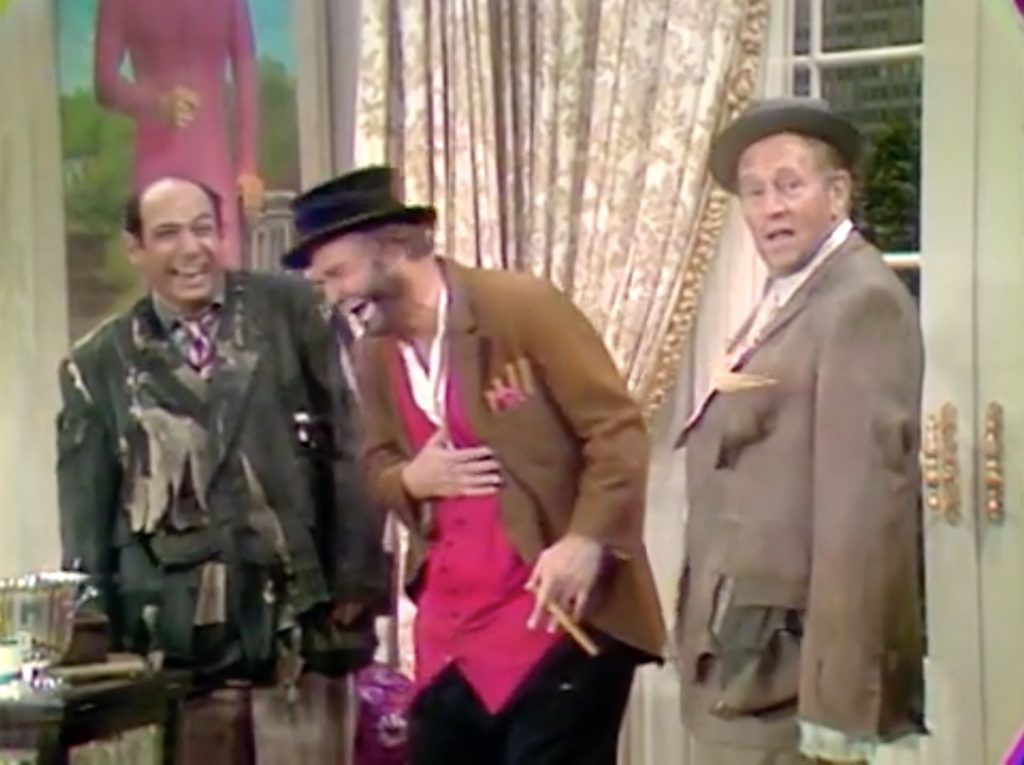 The three hobos - Mugsy, Freddie the Freeloader, and Art Linkletter, in "Mugsy and daughter in the mansion - "Love is an Itch You Can't Scratch"