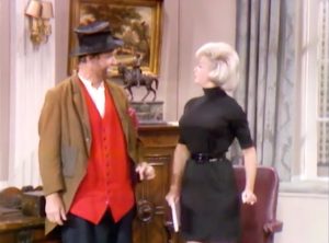 Freddie the Freeloader (Red Skelton) and the executive secretary (Chanin Hale) -- "Well I never!" in "How to Succeed in Loafing without Really Trying"