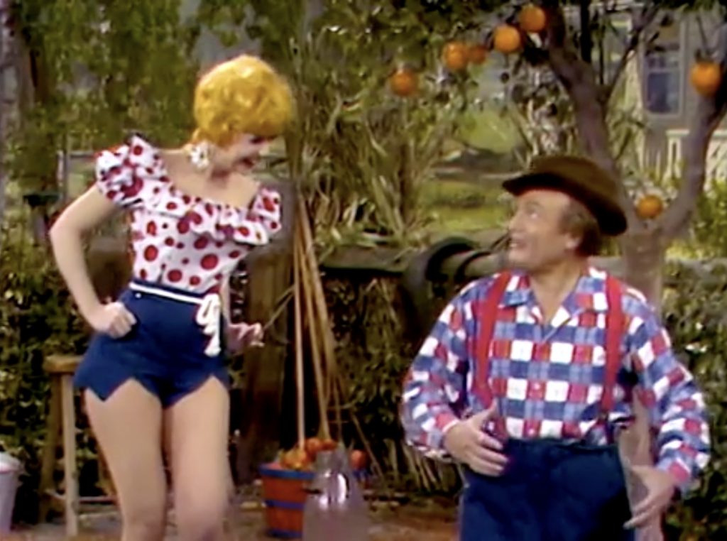 Where's your cow? Daisy June asking Clem Kadiddlehopper why he's on his knees in "Once Upon a Dunce"